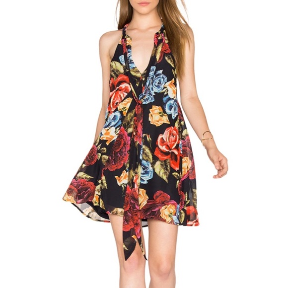 SMYM Tess tie front floral chiffon swing mini dress size small - Picture 10 of 11